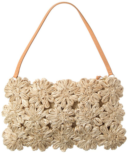 the ravello floral mini straw pouch