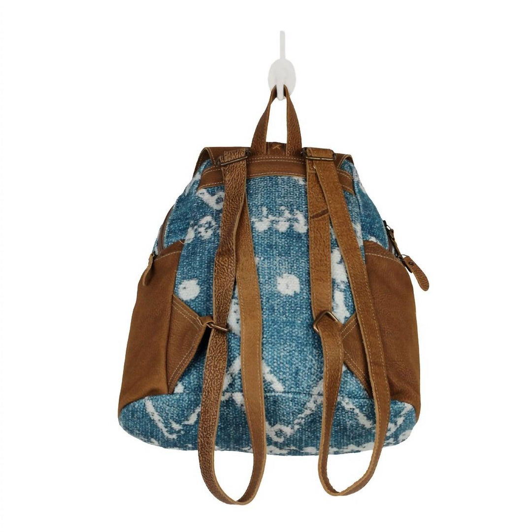 women's sand and beach backpack in blue white multi