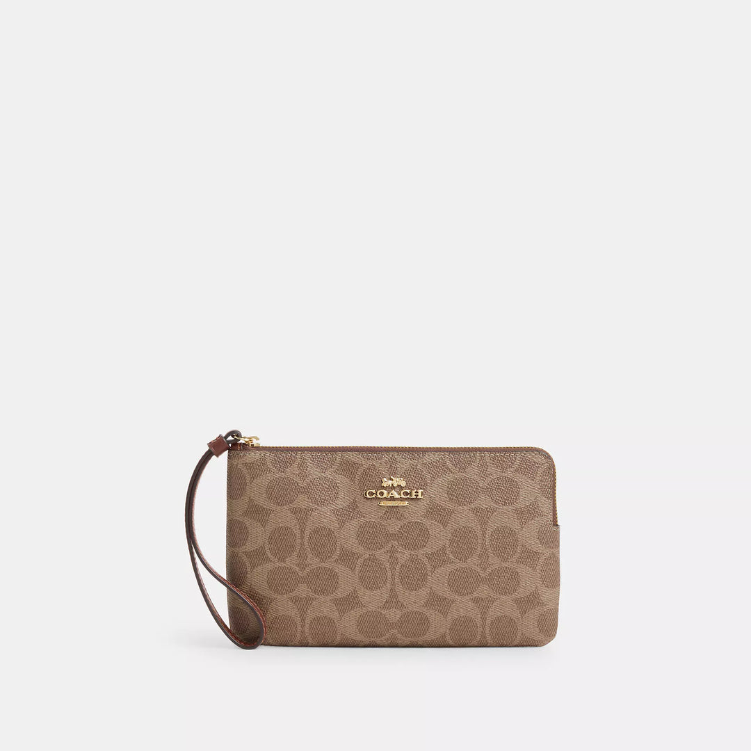 large corner zip wristlet in signature canvas