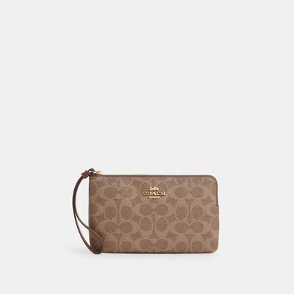 large corner zip wristlet in signature canvas