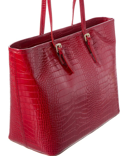 penny croc-embossed leather tote