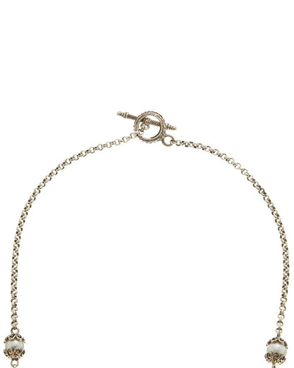 silver pearl toggle necklace