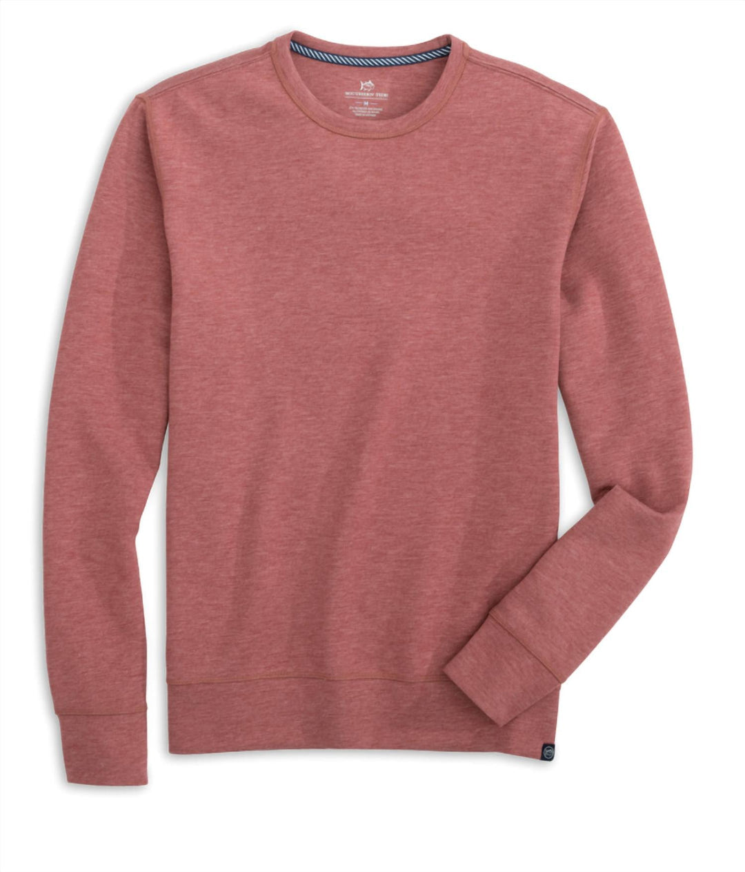 lockley heather interlock crew shirt in tuscany red