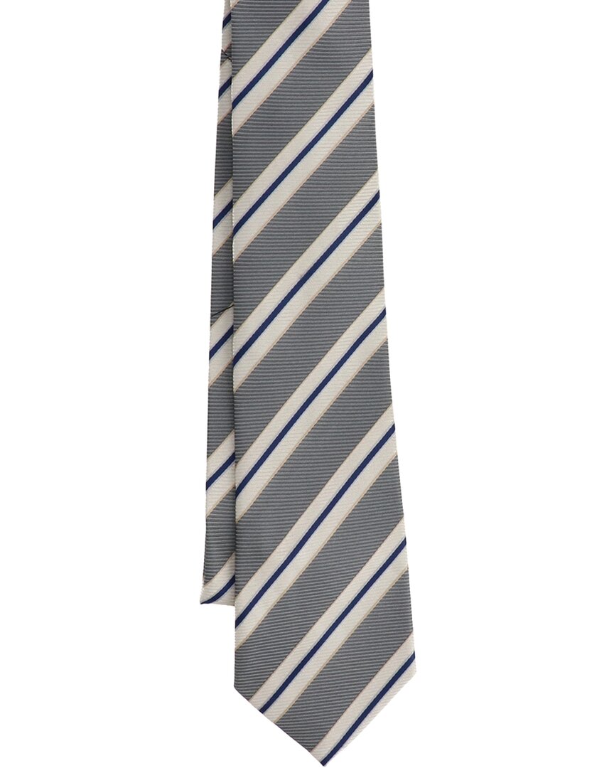 silver & navy wide stripe tie