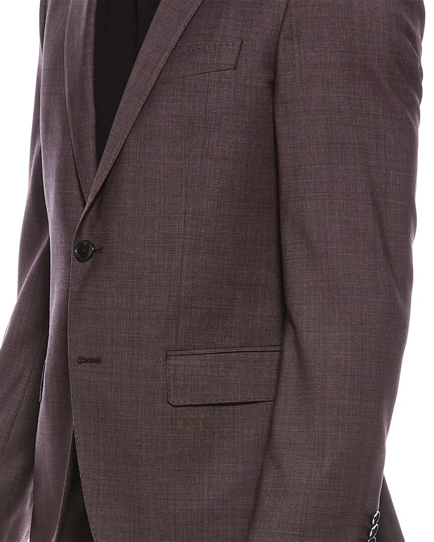 2pc wool-blend suit with flat front pant
