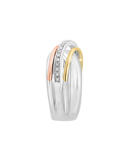 silver & 14k 0.08 ct. tw. diamond ring