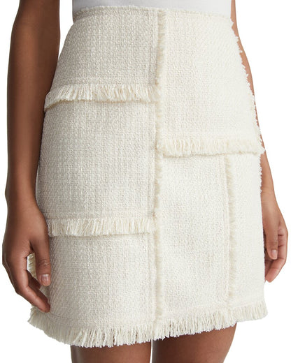 fringed patchwork mini skirt