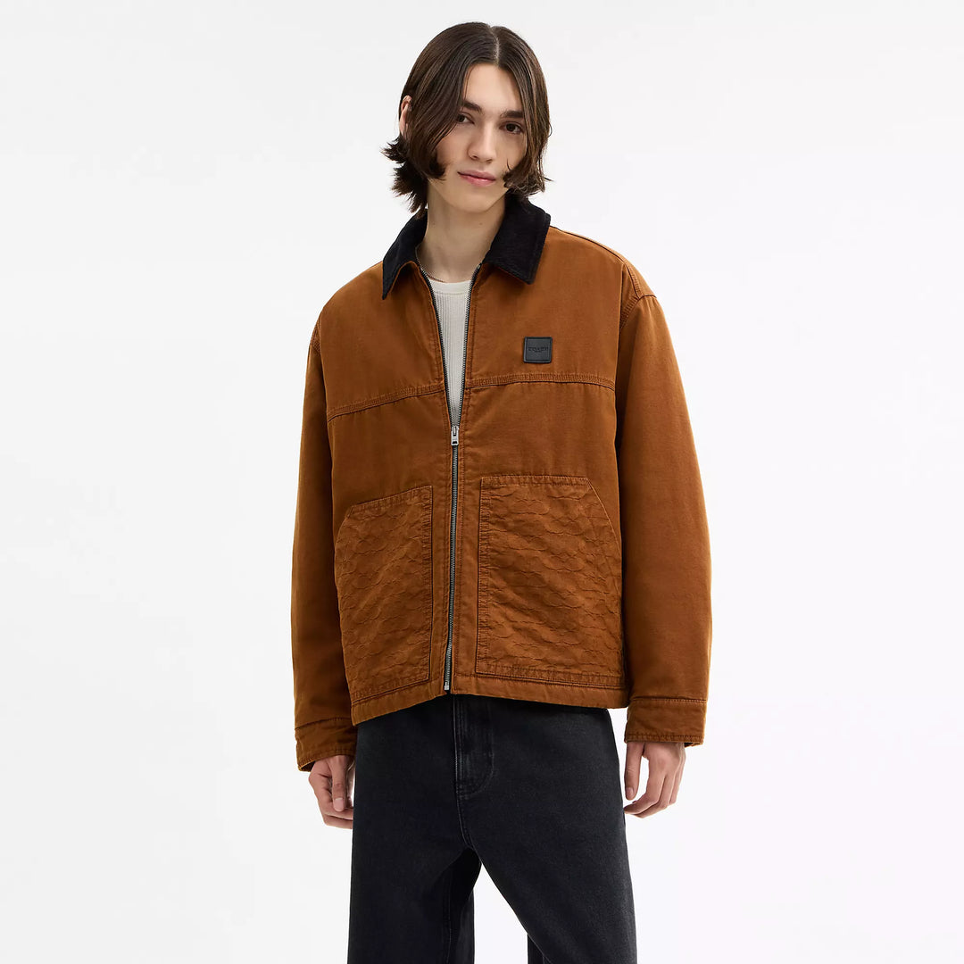 work jacket with quilted lining