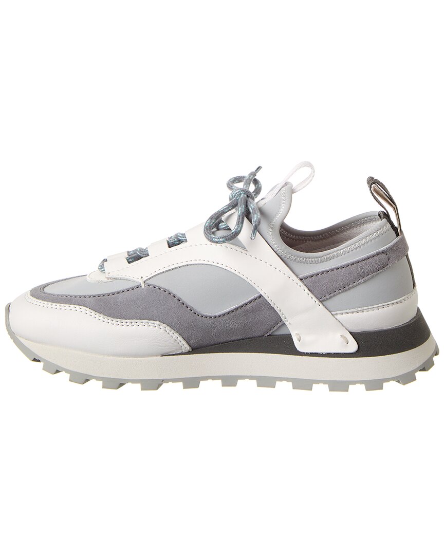 ferragamo indy leather & suede sneaker