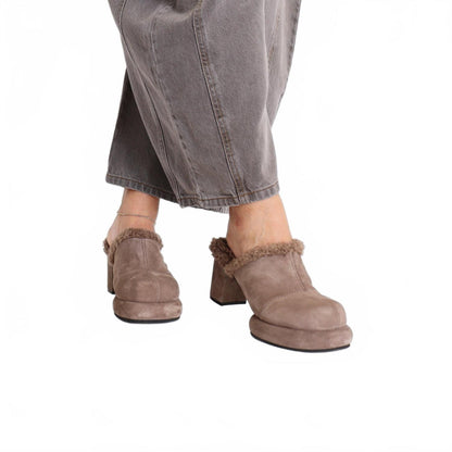 women's mod winter mules in taupe
