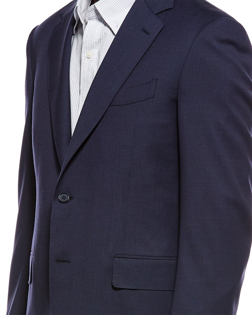 2pc wool suit with flat front pant