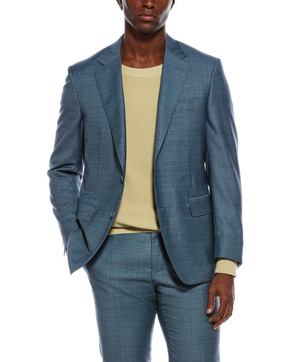2pc wool suit with flat front pant