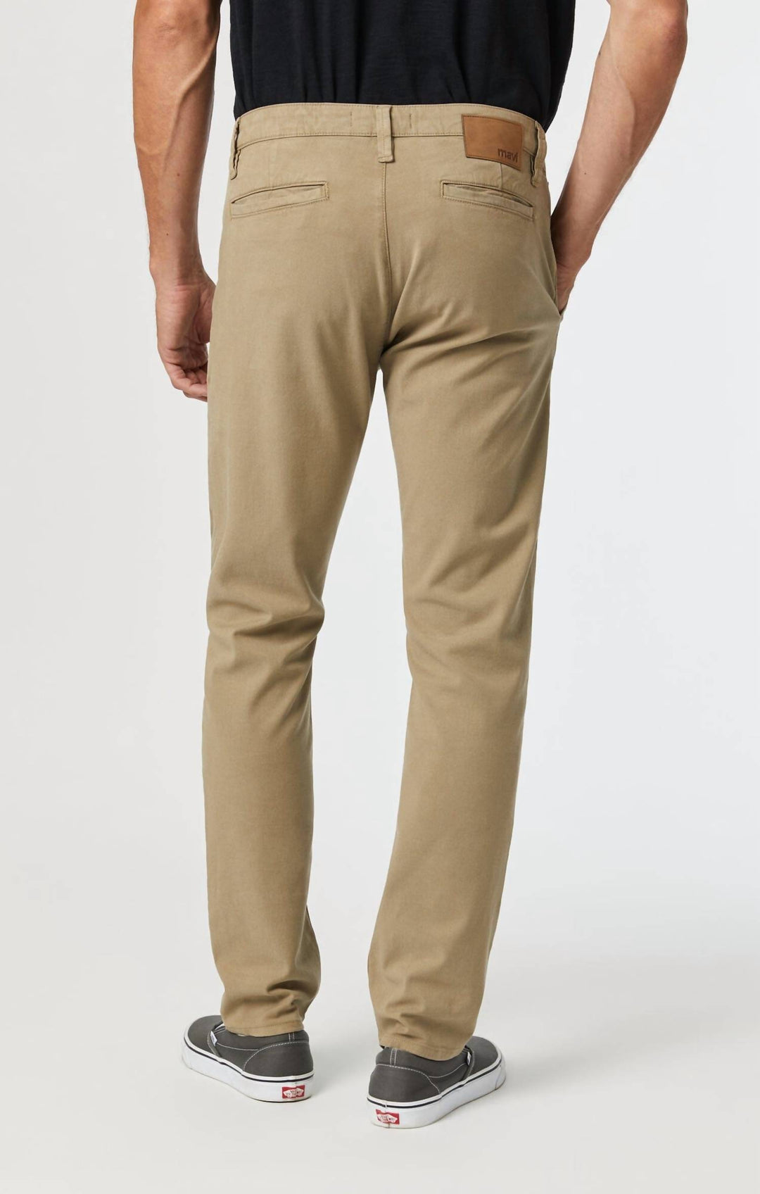 milton slim straight chino pants in beige luxe twill