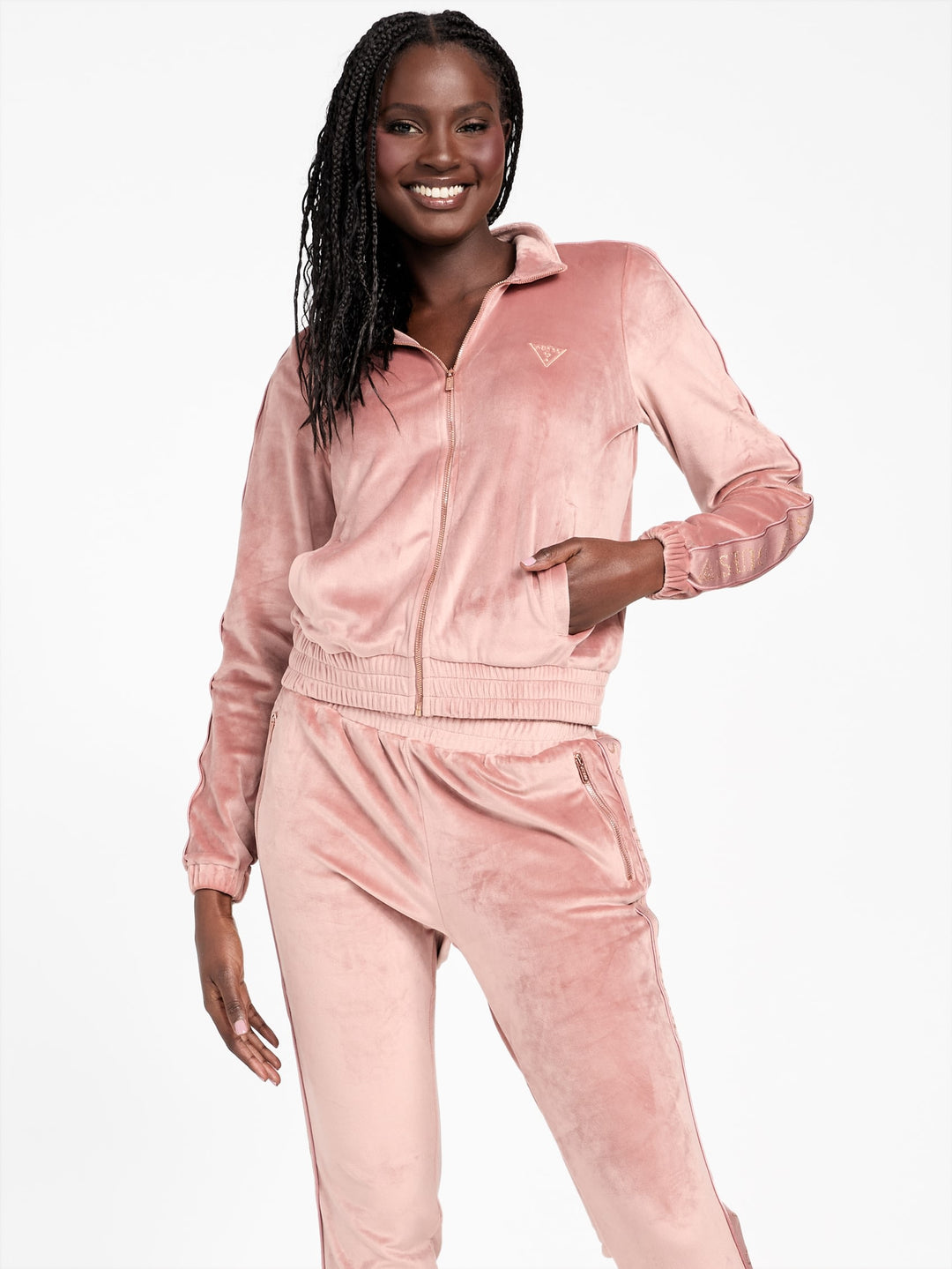 eco janess logo-tape velour jacket
