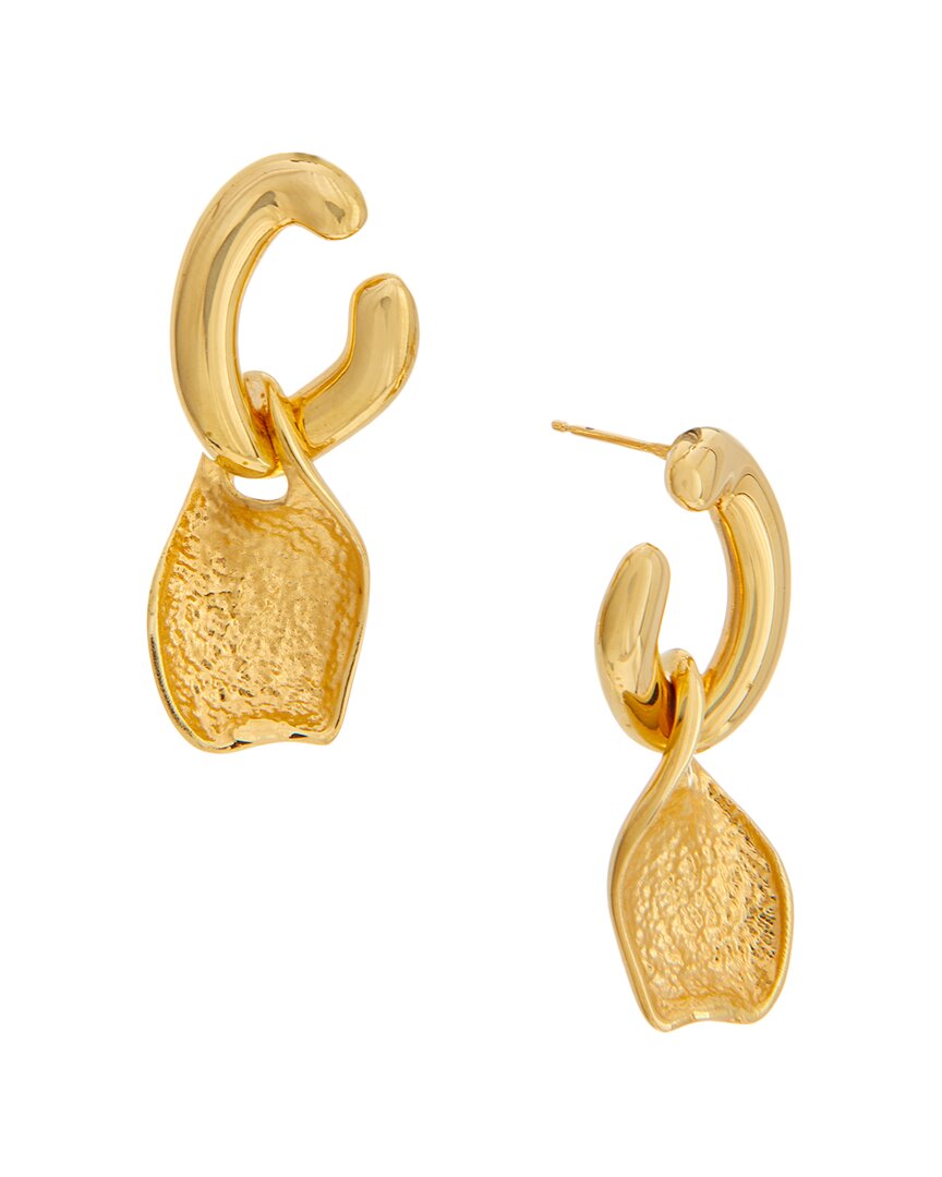 double drop smooth gold earrings