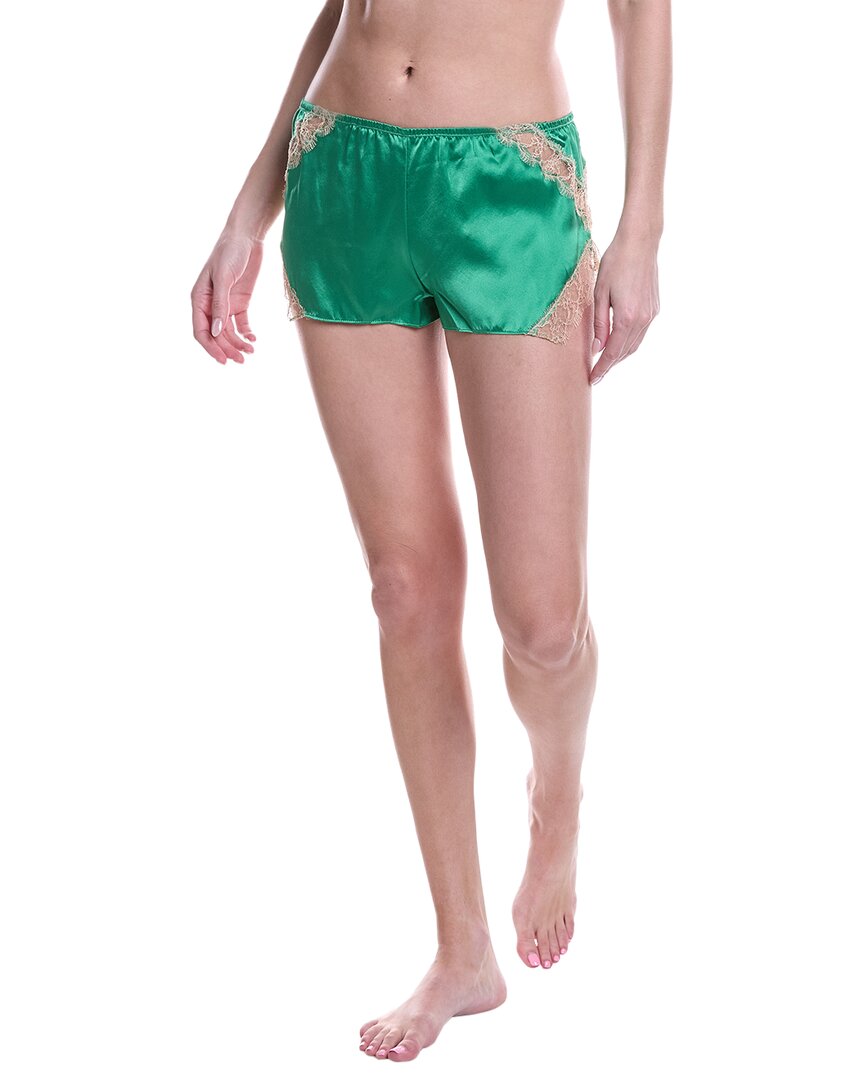 lace inset silk-blend tap short