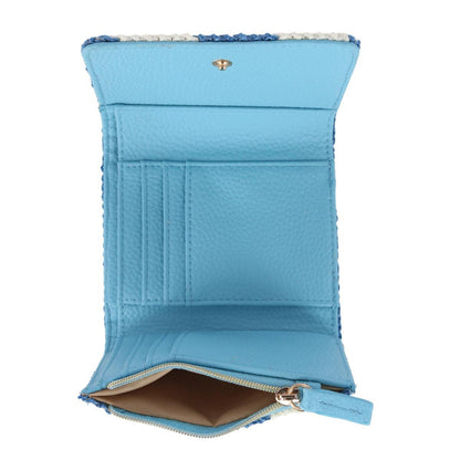 women's striped straw vegan leather medium trifold