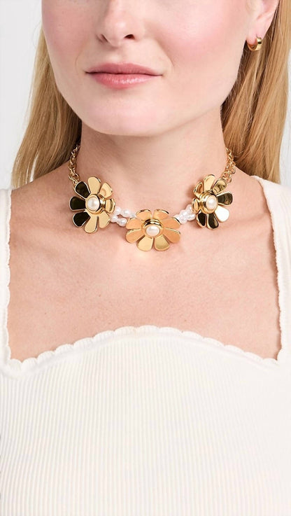 daisy choker necklace in gold