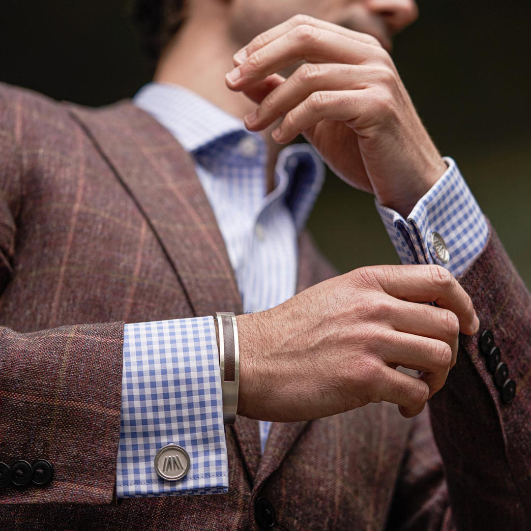 men's ascension cufflinks in matte silver