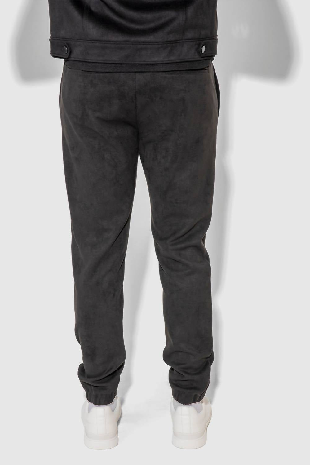 noah butter jogger pants in suede noir