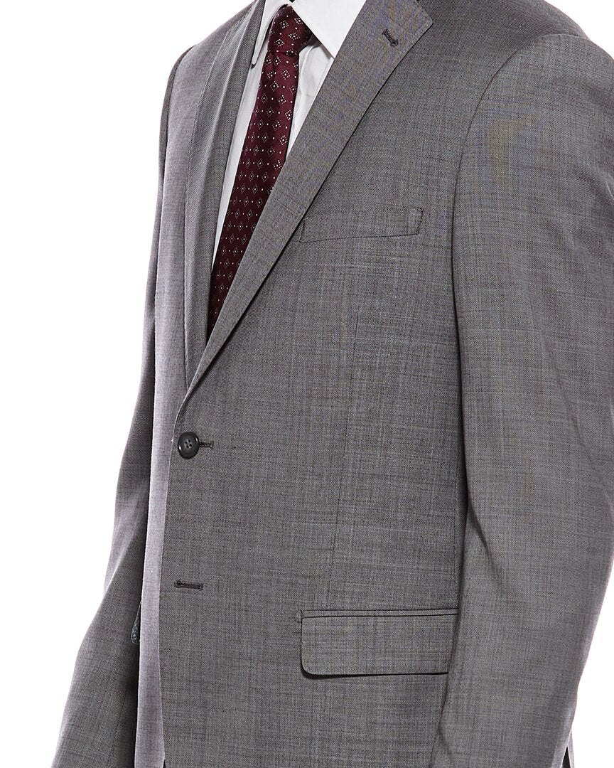 2pc wool suit with flat front pant