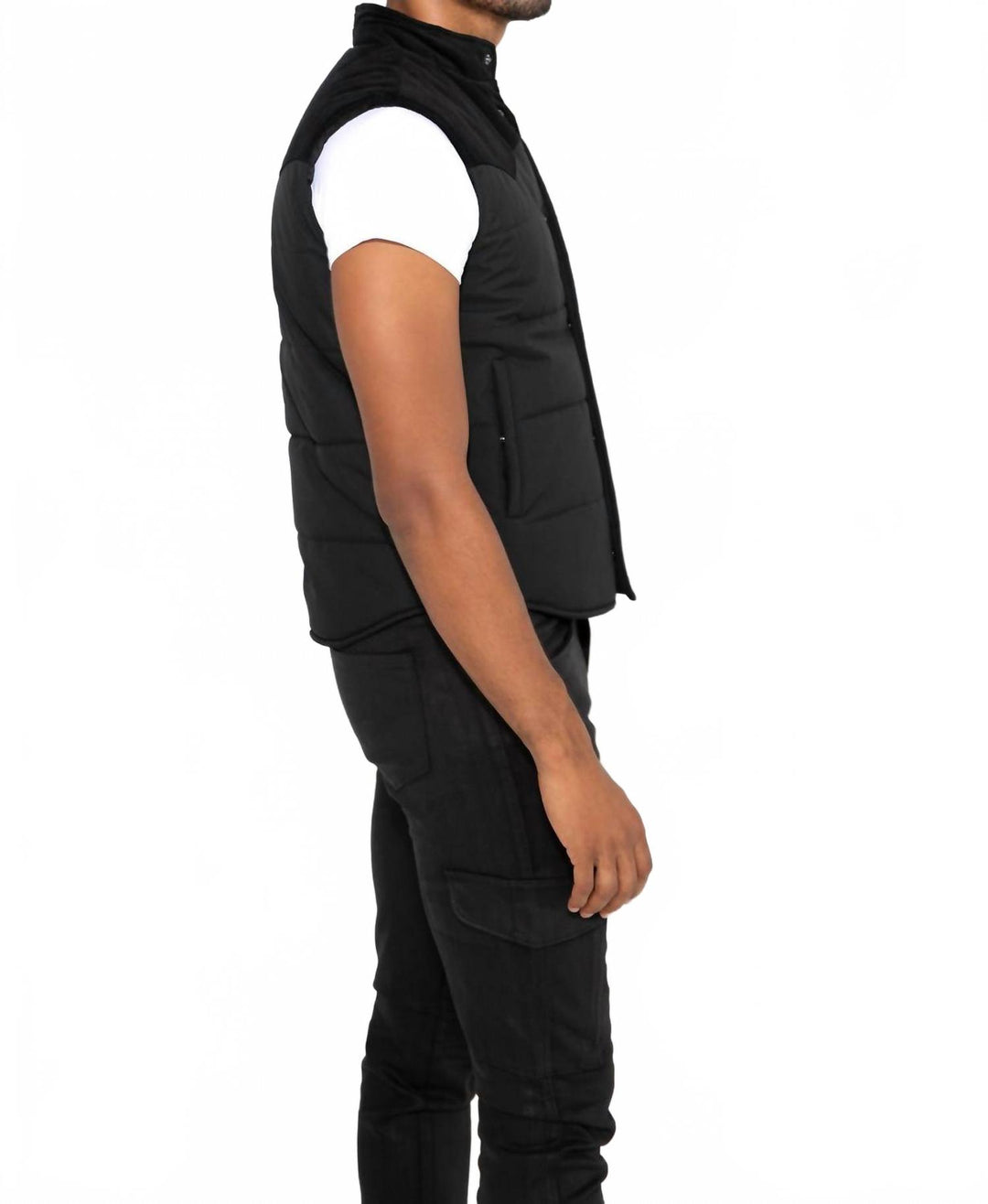 wayne needle cord vest in noir