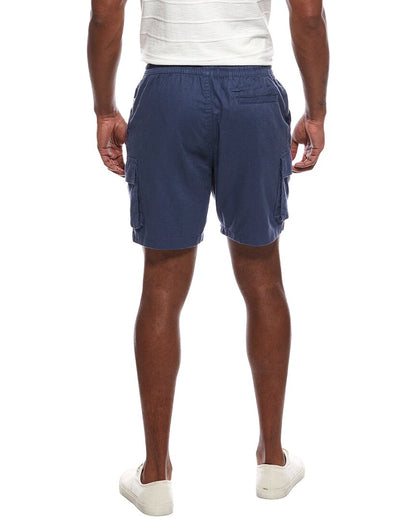 stretch linen-blend cargo short