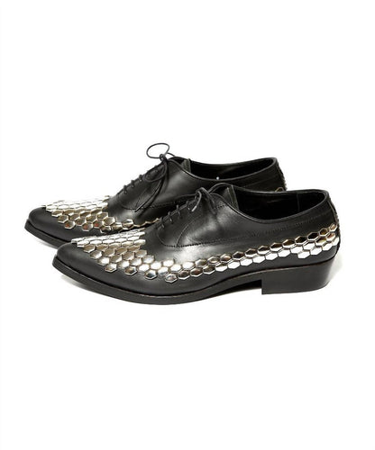 men's lace up studded shoe in black