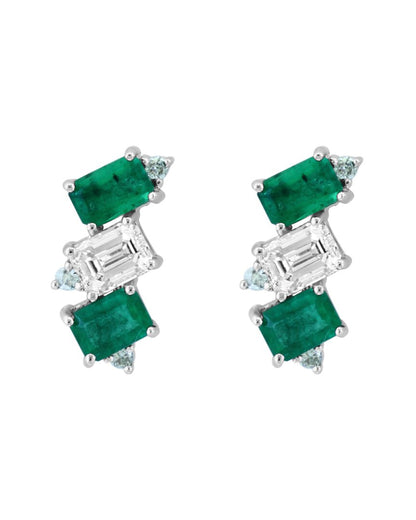 14k 2.65 ct. tw. diamond & emerald, white sapphire earrings