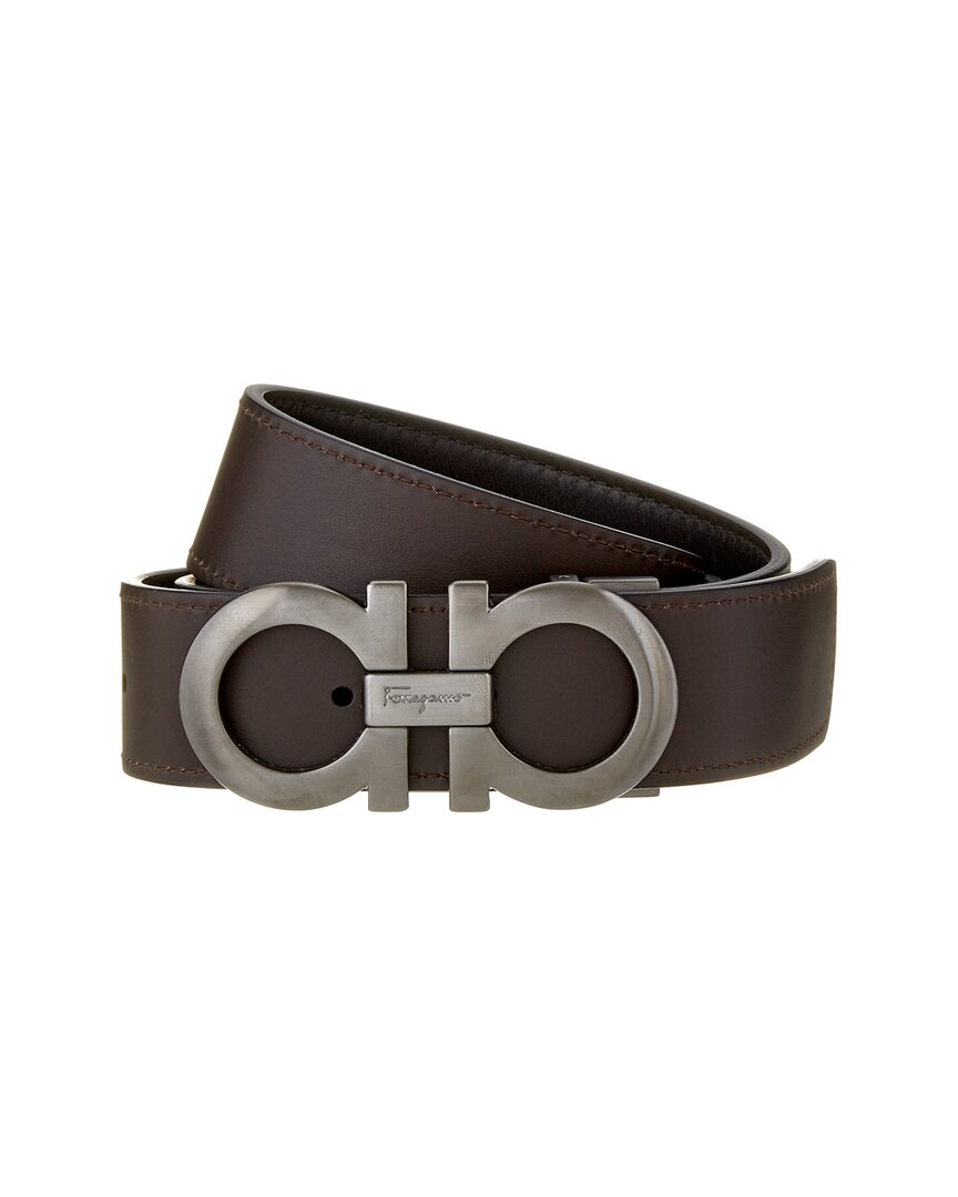 ferragamo double gancio reversible & adjustable leather belt