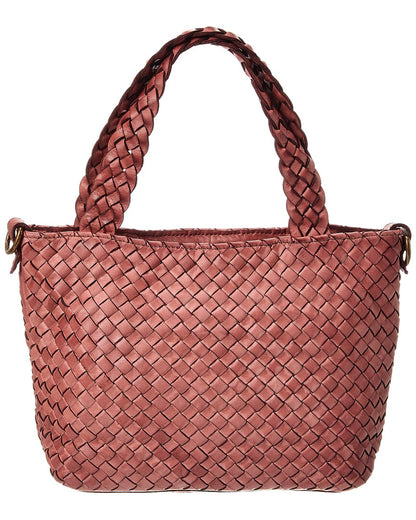 marie hand woven leather tote