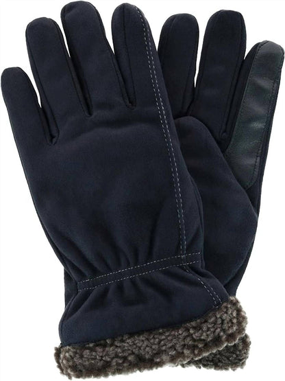 men’s recycled microsuede and berber glove in black