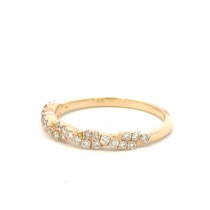 0.25 carat natural diamond cluster twist band ring in 14k yellow gold