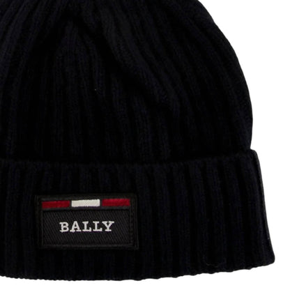 men's ribbed logo wool beanie in blue