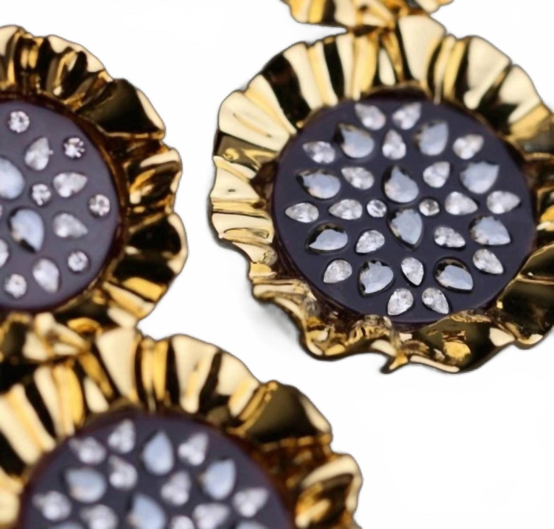 women's sunflower drop earrings in rootbeer