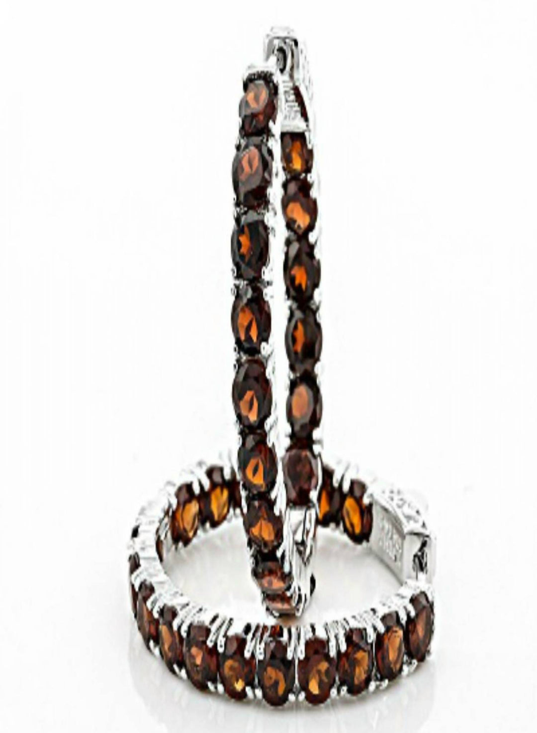 women's garnet inside outside hoops in silver
