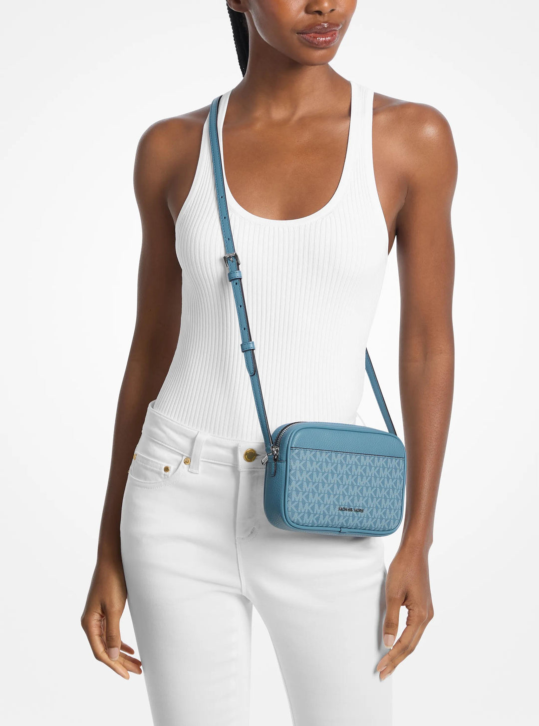 jet set travel small signature logo camera crossbody bag
