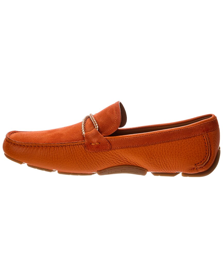 ferragamo front 4 suede & leather loafer