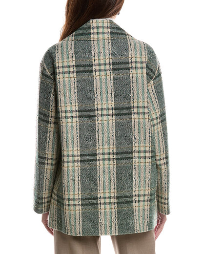 double breasted wool-blend car coat