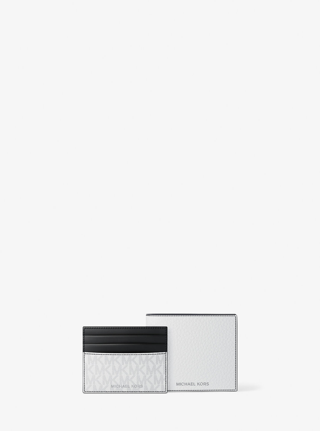 pebbled leather billfold wallet and signature logo card case gift set