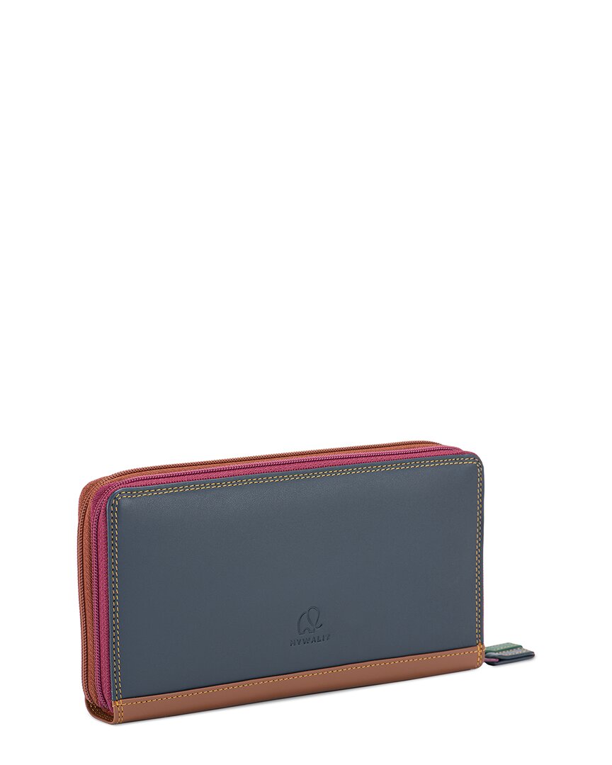 large double zip around leather purse