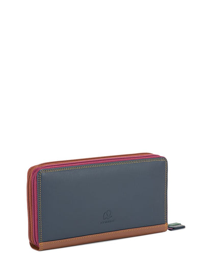 large double zip around leather purse