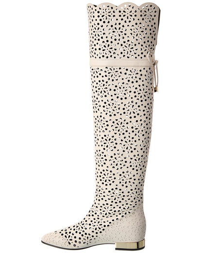 dentello leather knee-high boot