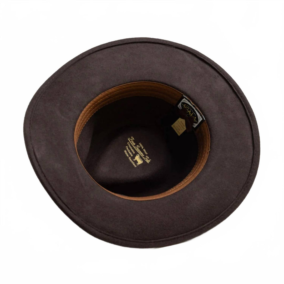 men's crushable felt outback hat in chocolate