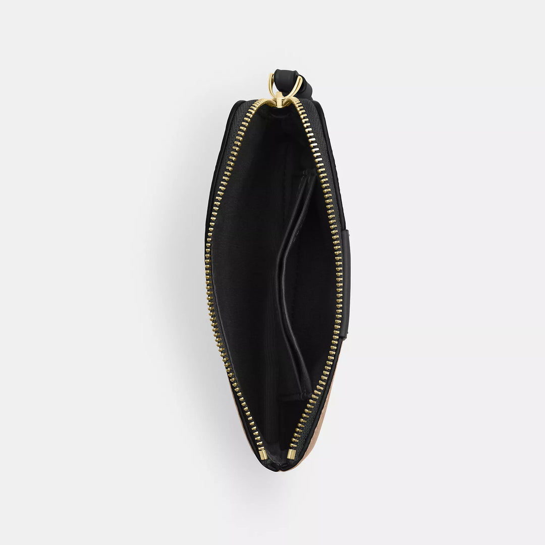corner zip wristlet in signature canvas with stripe