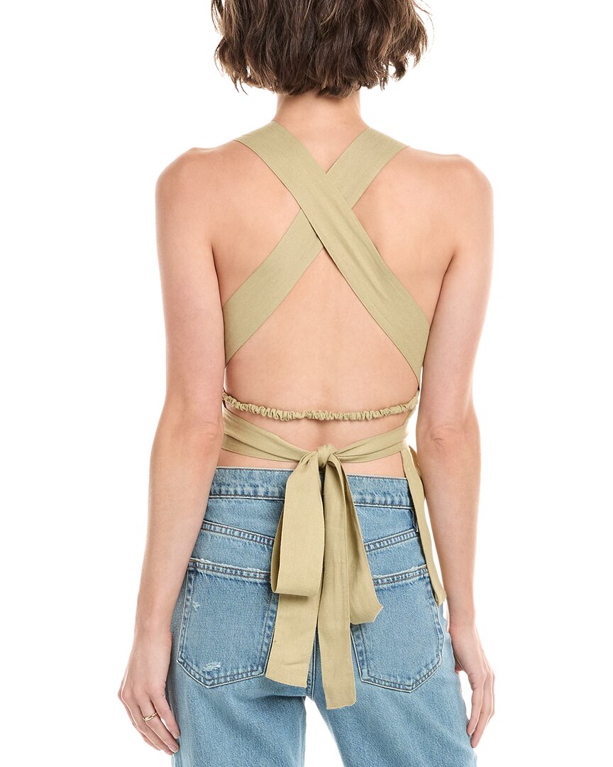 linen-blend wrap top