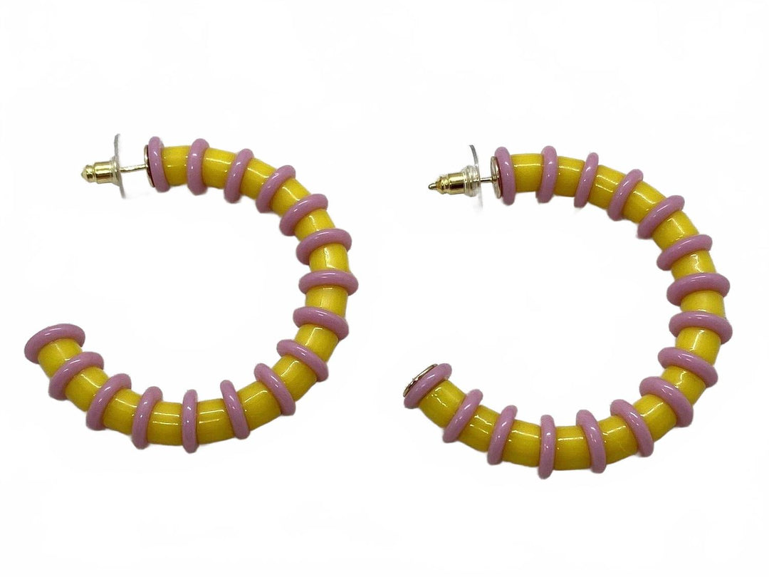 women's gallery beaded hoop earrings in canary yellow
