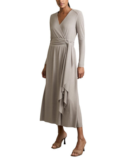 madeline wrap tie midi jersey dress