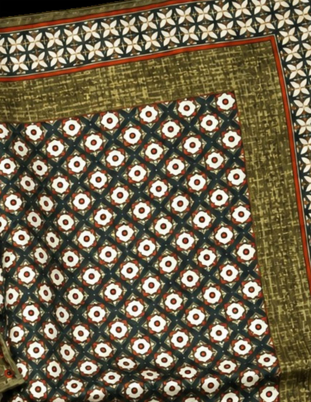 dots print pocket square hand roll in olive
