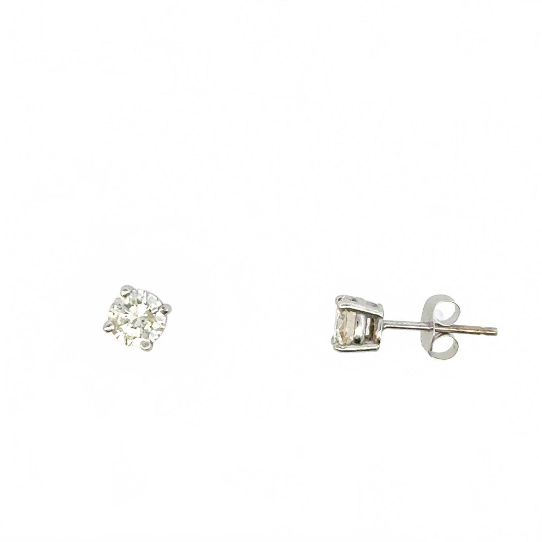 0.75 carat natural diamond round brilliant stud earrings in 14k white gold